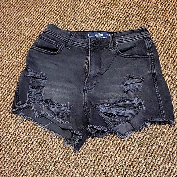 Hollister Pants - Hollister distressed black jean shorts